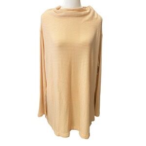 Free people peach ribbed high neck long sleeve sweater tunic top size Large